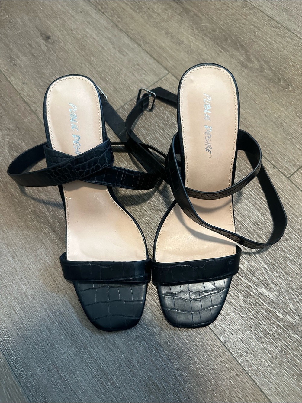 Public Desire black strap heels